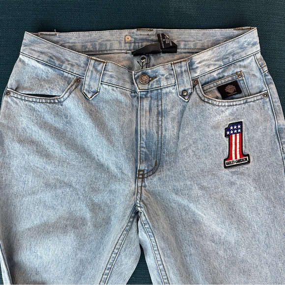 Harley Davidson Vintage Y2K 2004 Denim Women's Jeans US Size 6 Patchwork Grunge - Picture 6 of 7
